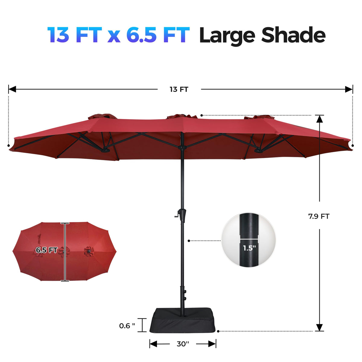 SUPERJARE base with sandbags stabilizes the umbrella on flat surfaces
