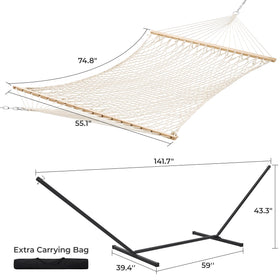 SUPERJARE beige hammock blends with any outdoor decor.