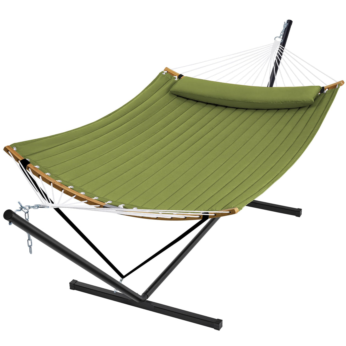 SUPERJARE curved-bar hammock on a sturdy stand for outdoor lounging.