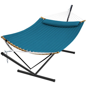 SUPERJARE curved-bar hammock stand for two outdoors, sturdy and stable
