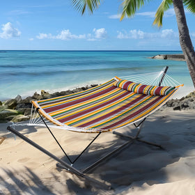 Detachable pillow on SUPERJARE hammock for neck comfort