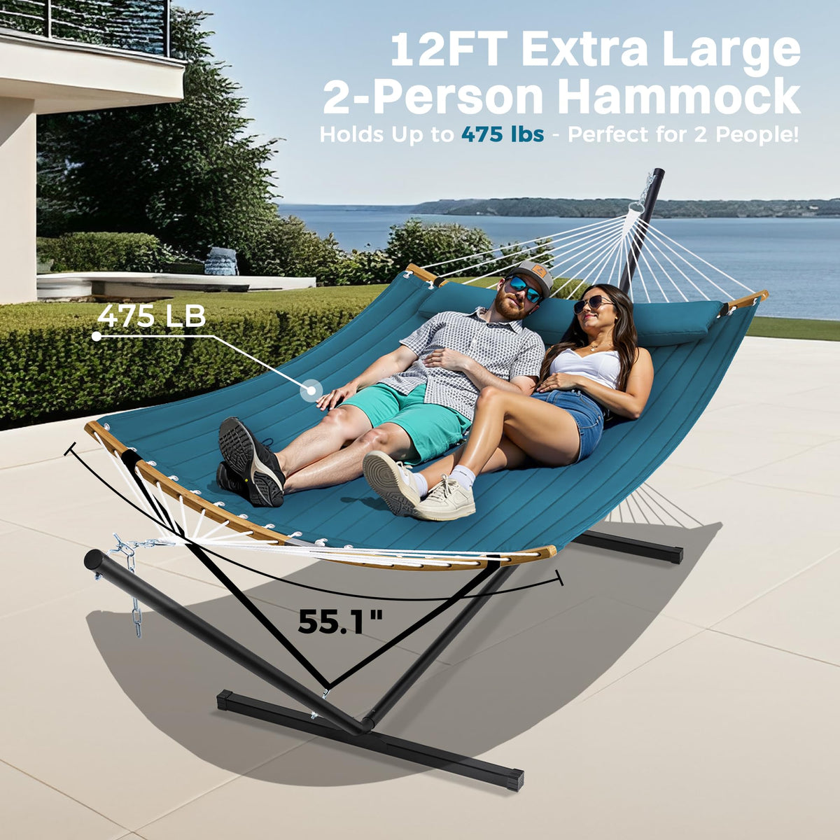 SUPERJARE peacock blue hammock adds vibrant color to patios
