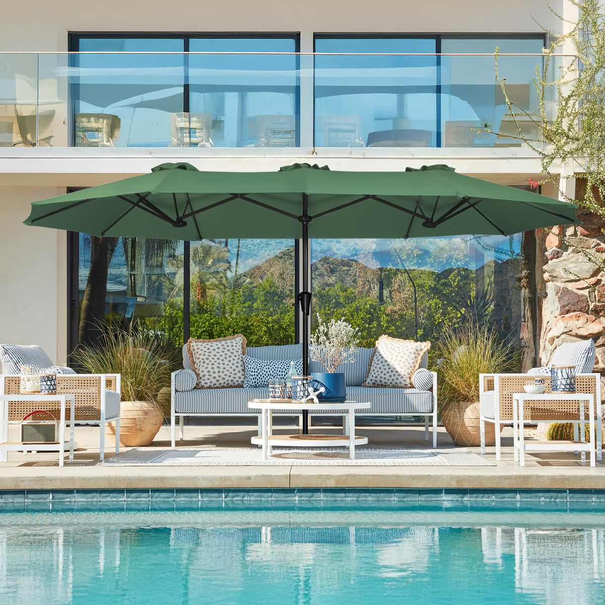 SUPERJARE double-sided canopy shades sun from two directions outdoors