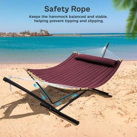 Bright stripe pattern adds color to patios and beaches.