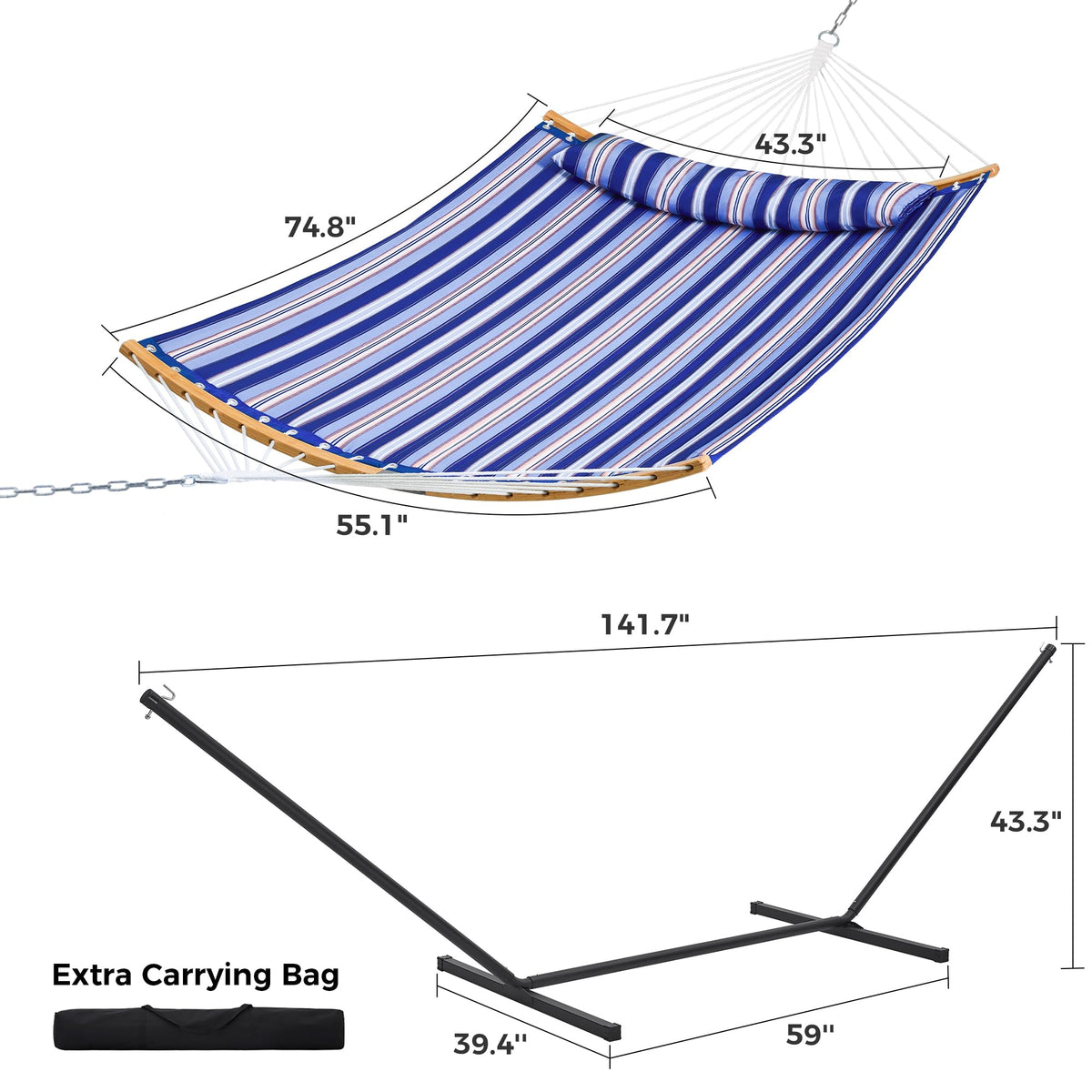 SUPERJARE hammock portable carry bag makes transport effortless.