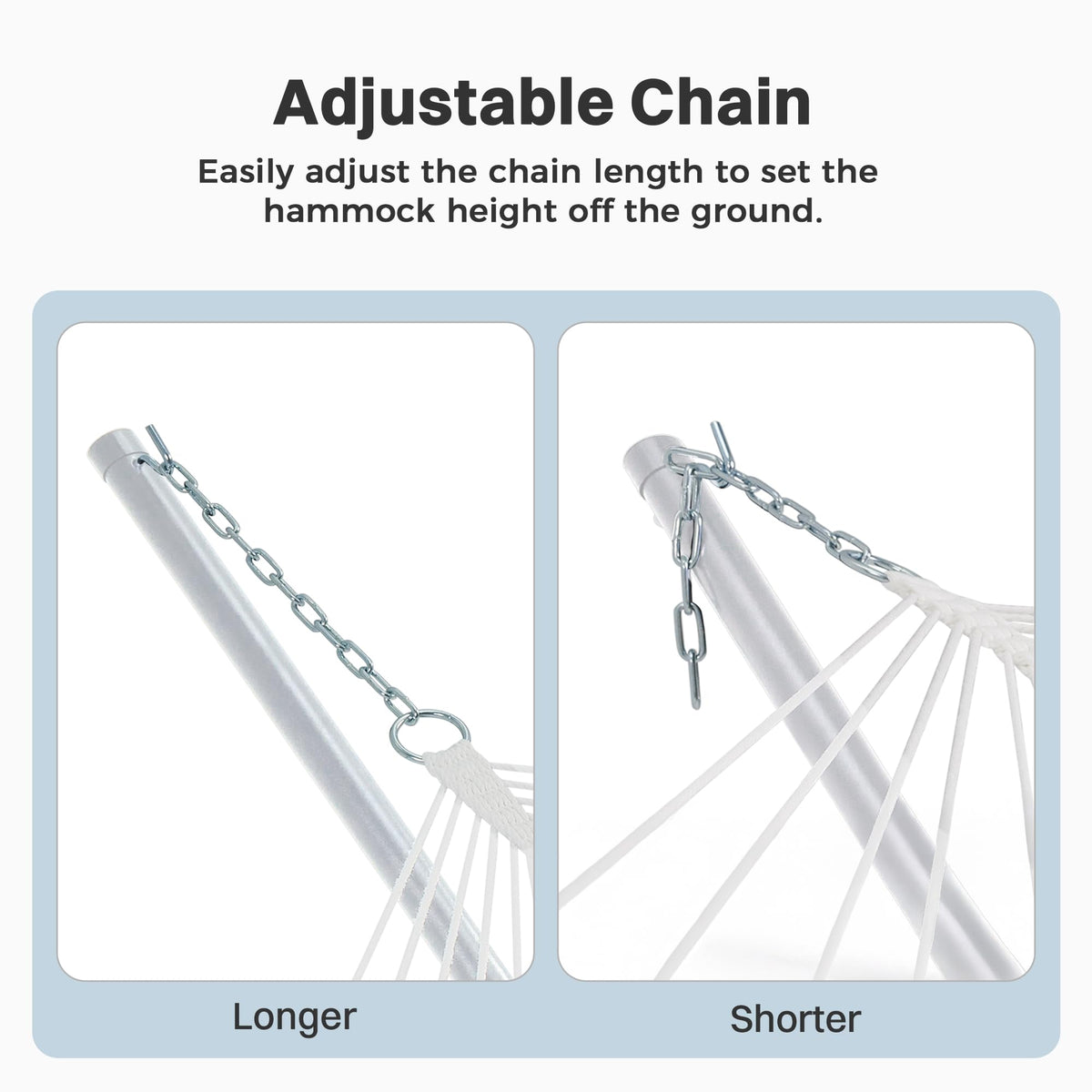 Snap-button assembly makes setup quick and tool-free.