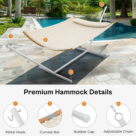 Sturdy spreader bar and ropes on the SUPERJARE hammock support 475 lbs.