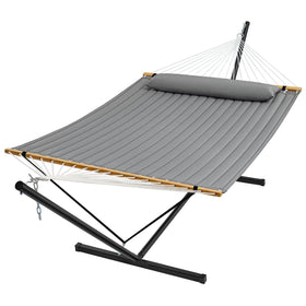 SUPERJARE hammock with stand 12ft fabric closeup highlighting durable quilted material for outdoor lounging