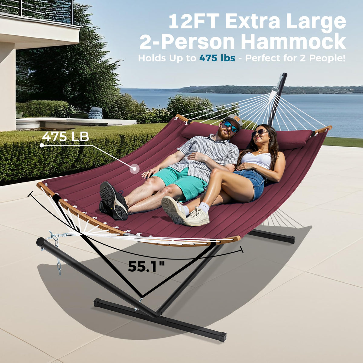 Anti-rust coated stand ensures durable outdoor use for SUPERJARE hammock.