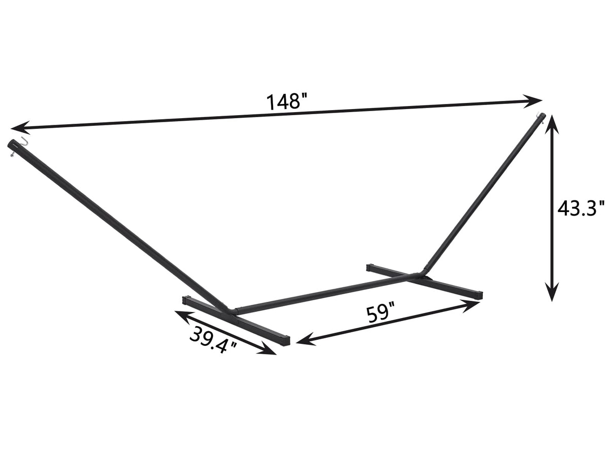 SUPERJARE 12ft hammock stand designed for patio or beachside relaxation.