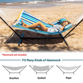 SUPERJARE hammock stand with rust-resistant finish for outdoor use.