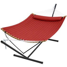 SUPERJARE hammock with stand in 12ft fabric for two-person lounging.