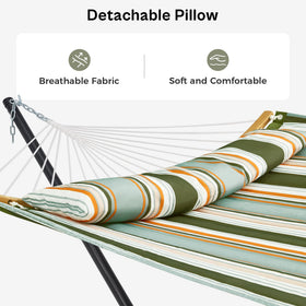 SuperJare hammock with stand detachable pillow for added neck support.