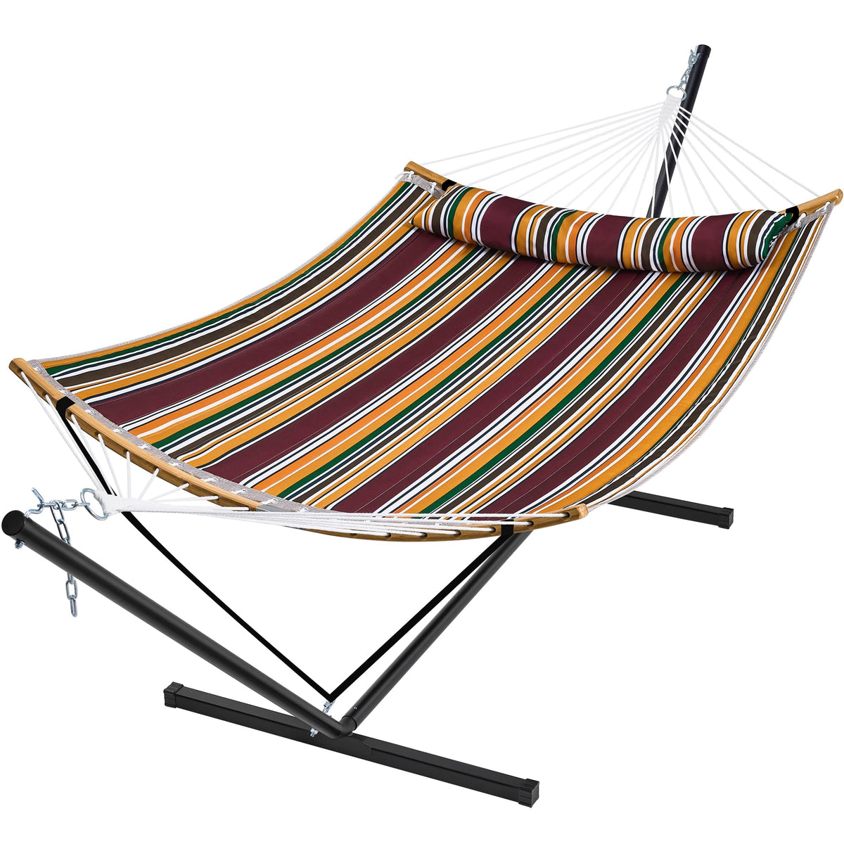 SUPERJARE hammock with stand in maple-leaf-red, two-person outdoor lounging ready