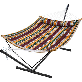 SUPERJARE hammock with stand in maple-leaf-red, two-person outdoor lounging ready