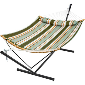 SuperJare hammock with stand outdoor setup for two-person lounging.