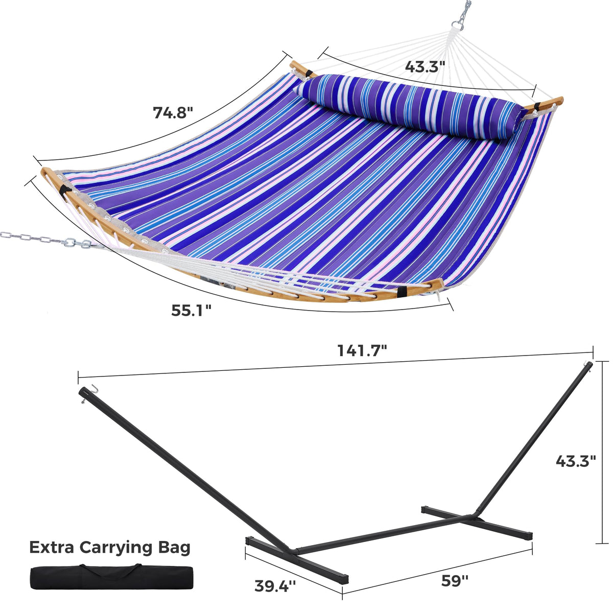 SUPERJARE indoor-outdoor-use hammock fits patio and living areas