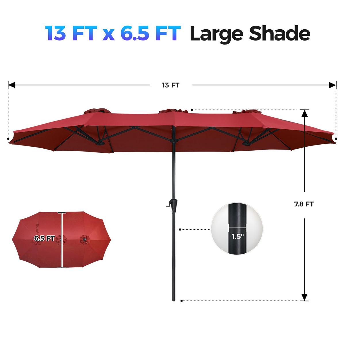 SUPERJARE large shade area over dining or lounge space