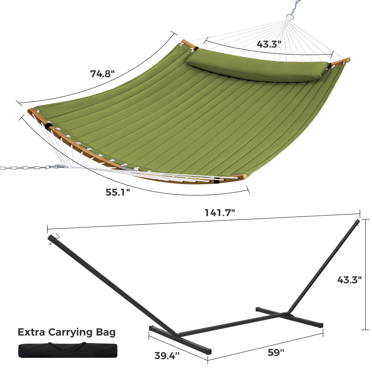 SUPERJARE versatile indoor and outdoor hammock for patios and rooms.