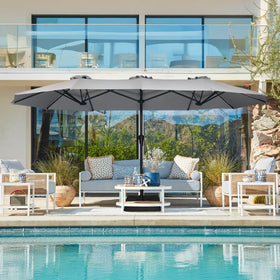 SUPERJARE outdoor umbrella provides wide coverage for deck and backyard