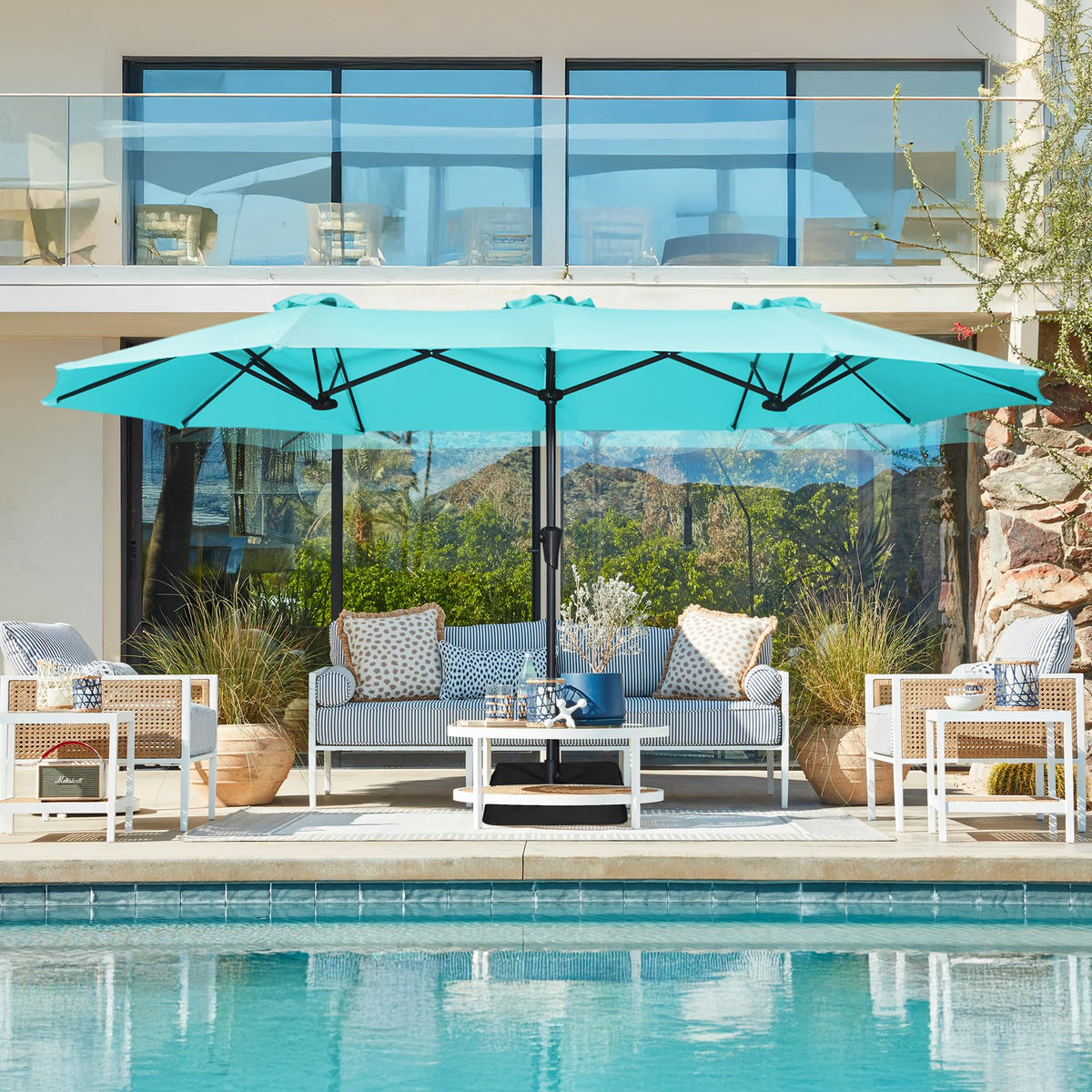 SUPERJARE outdoor umbrella crank lift enables easy setup and operation.
