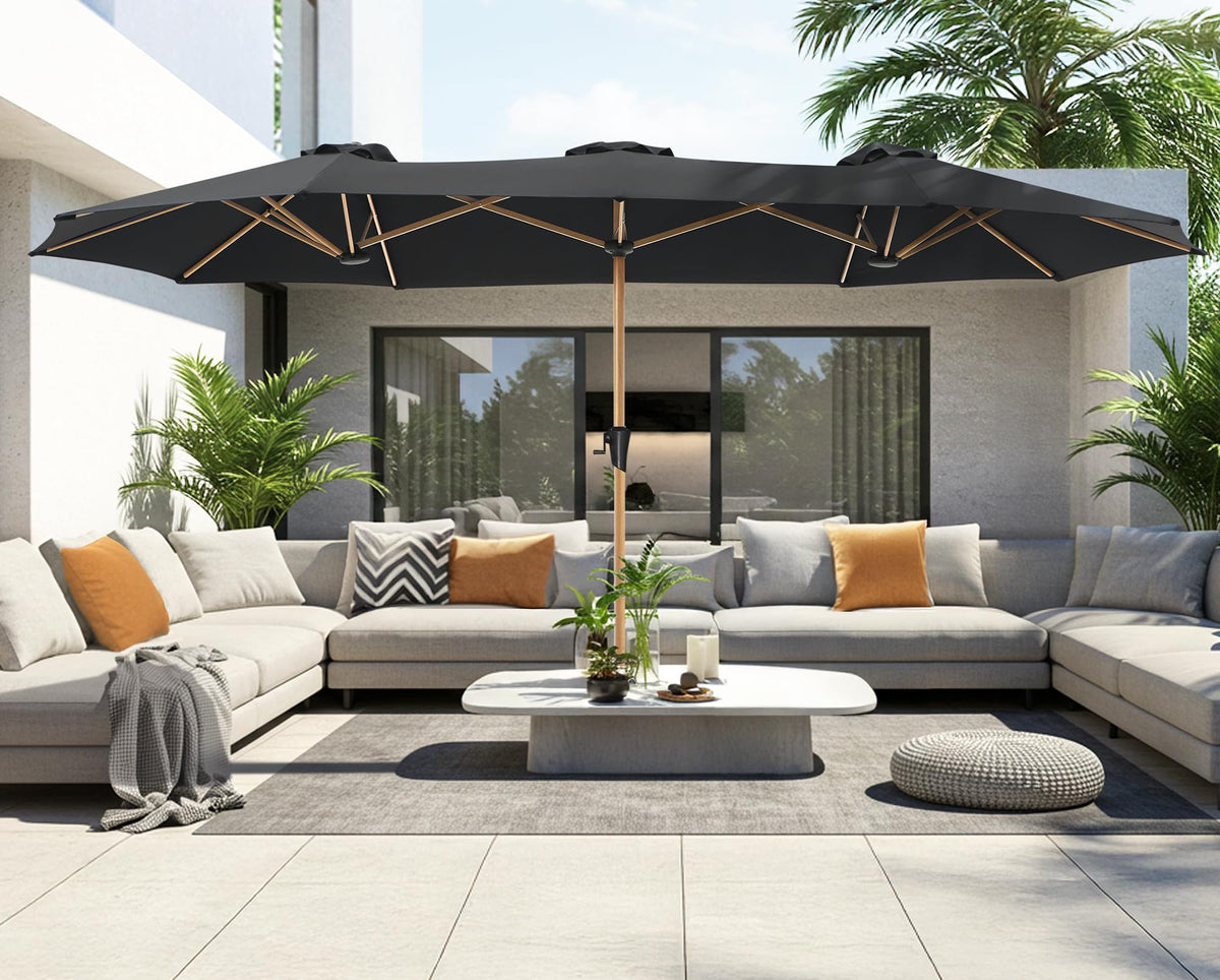SUPERJARE patio table umbrella base compatibility fits most table holes for easy setup