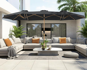 SUPERJARE patio table umbrella base compatibility fits most table holes for easy setup