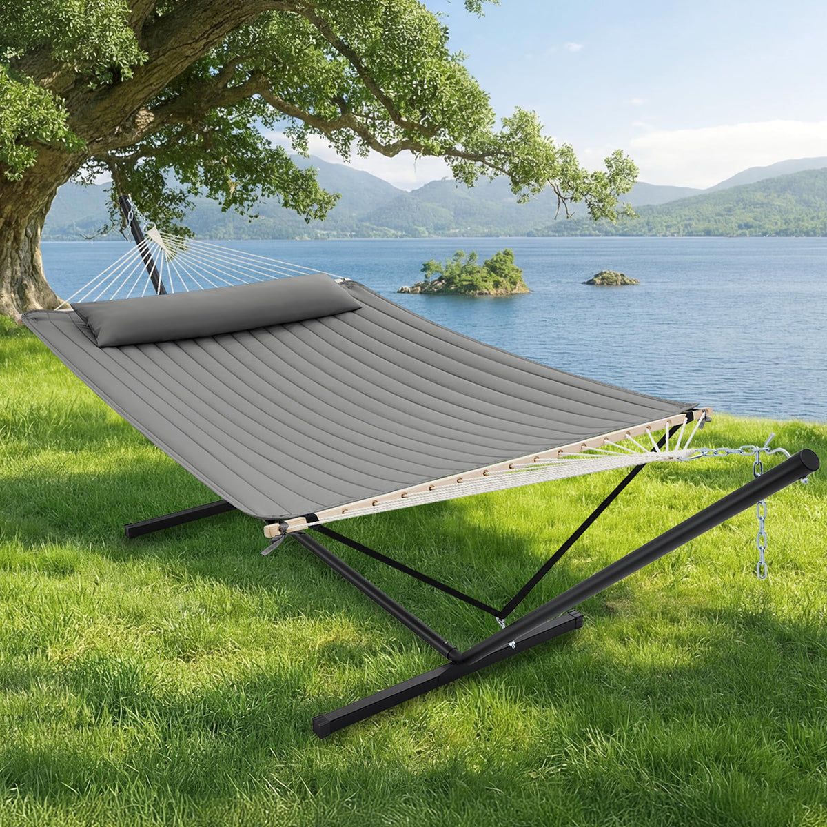 SUPERJARE rope hammock bed attachment showing flexible comfort options for lounging.
