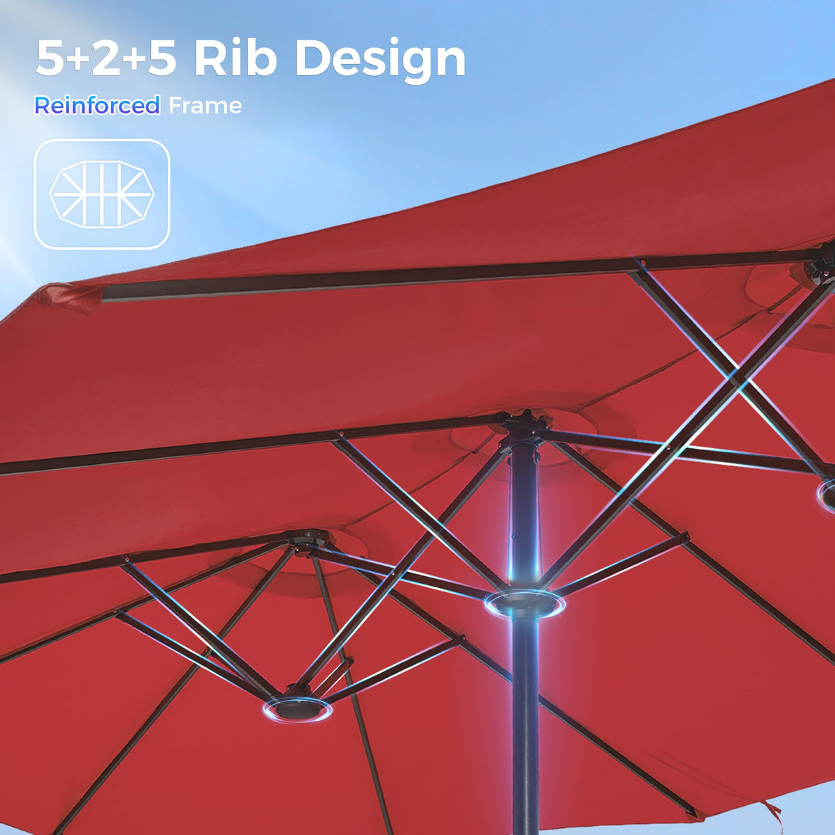SUPERJARE rust-proof steel ribs reinforce canopy stability