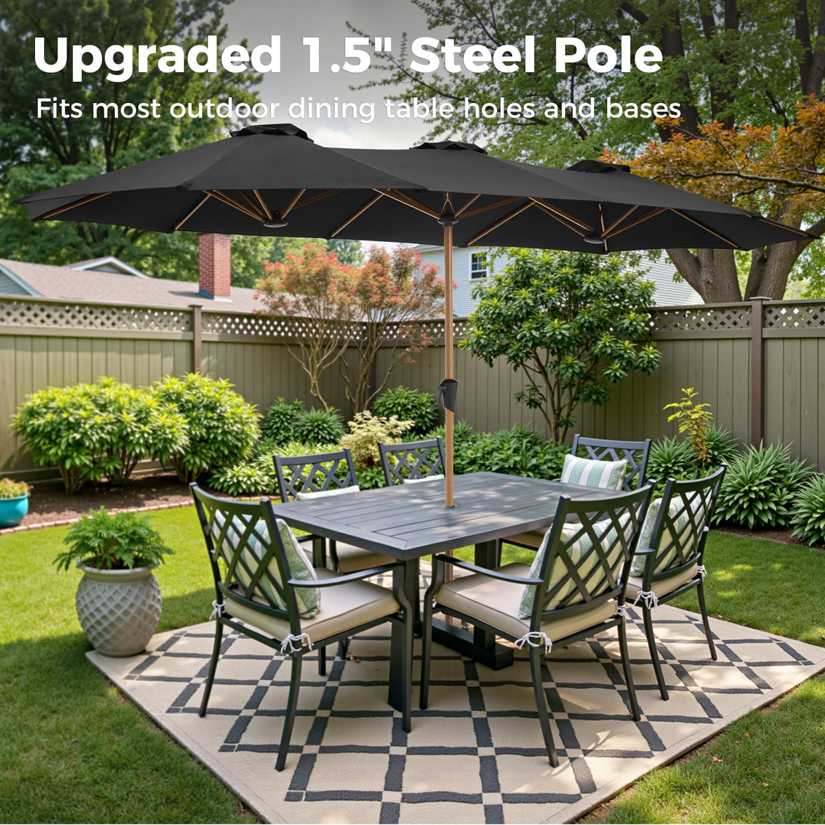 SUPERJARE rust resistant ribs provide strong frame support during windy days