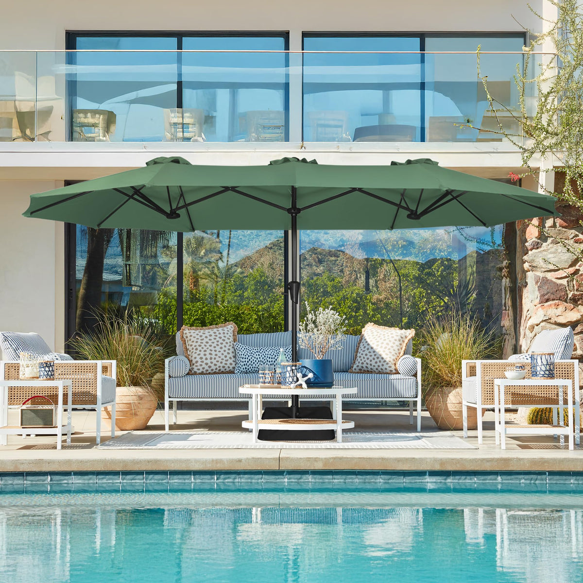 Sturdy ribs support the canopy for reliable, long lasting shade.