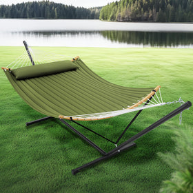 SUPERJARE two-person hammock offers spacious comfort for shared relaxation.