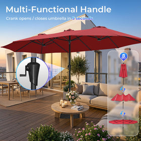 Two sandbags help stabilize the umbrella on windy outdoor spaces.