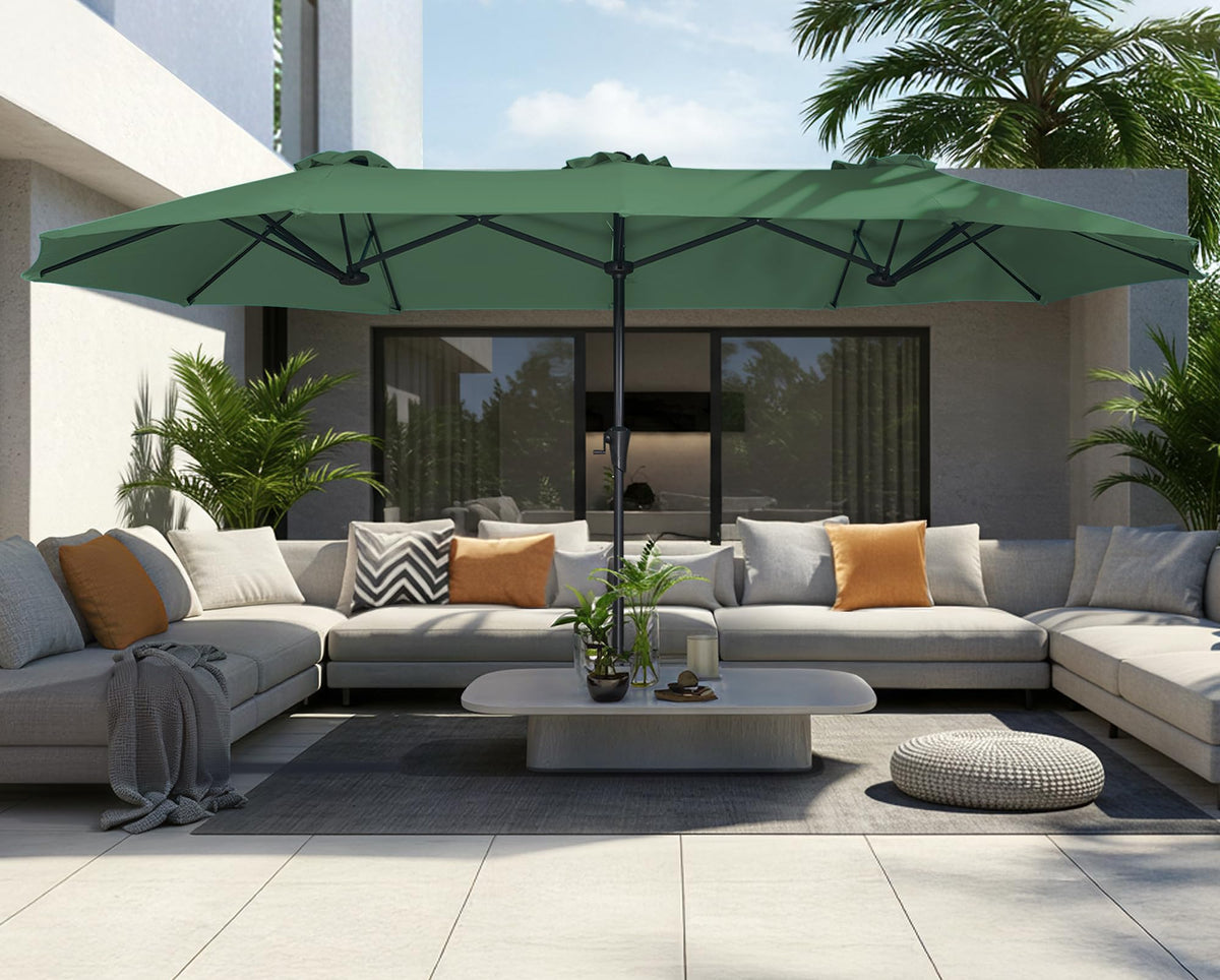 Base included with the umbrella provides stable support on decks and patios.