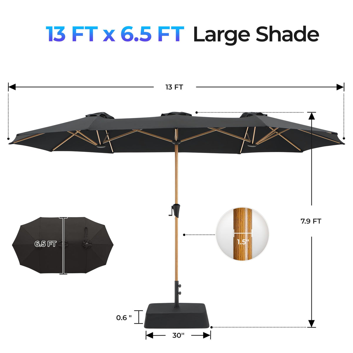 SUPERJARE large shade area fits 2-6 seats comfortably.