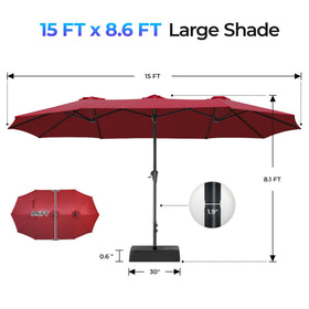 Expansive shade covers 6 to 8 seats, ideal for decks and backyard gatherings.