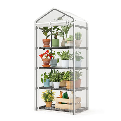 SUPERLELE four-tier mini greenhouse front view ideal for balcony seedling care.