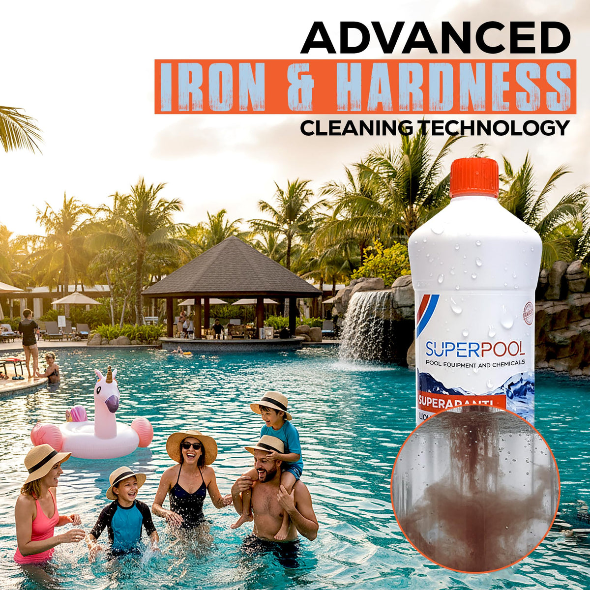 Superpool spa surface clean on hot tub walls for better appearance.