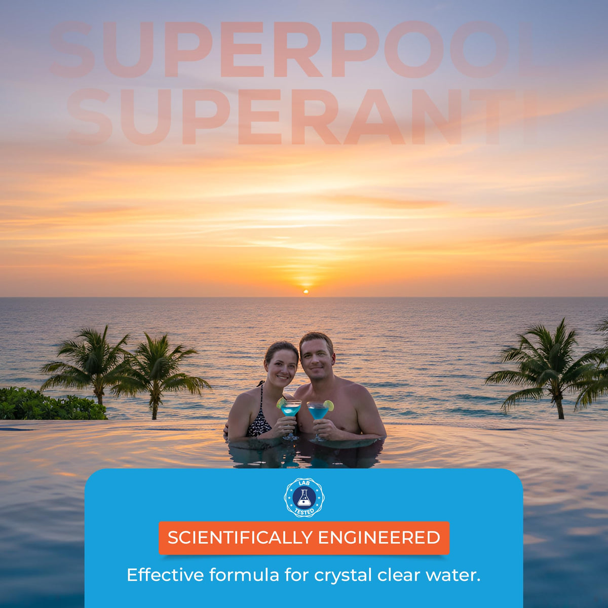 Superpool water clarity after treatment highlights balanced pool conditions.