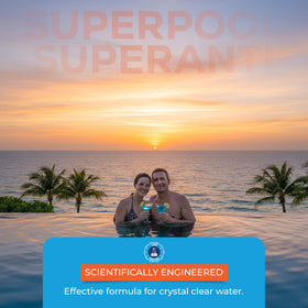 Superpool water clarity after treatment highlights balanced pool conditions.