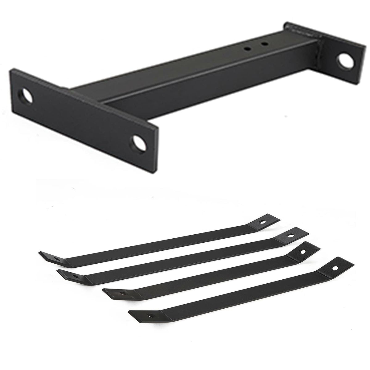 Superunner lawn mower hitch mounting rods depict easy bolt-on installation for quick setup.