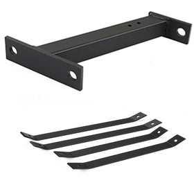 Superunner lawn mower hitch mounting rods depict easy bolt-on installation for quick setup.