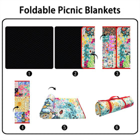 Supfitness picnic blanket spacious 60x80in for six adults and food setup.