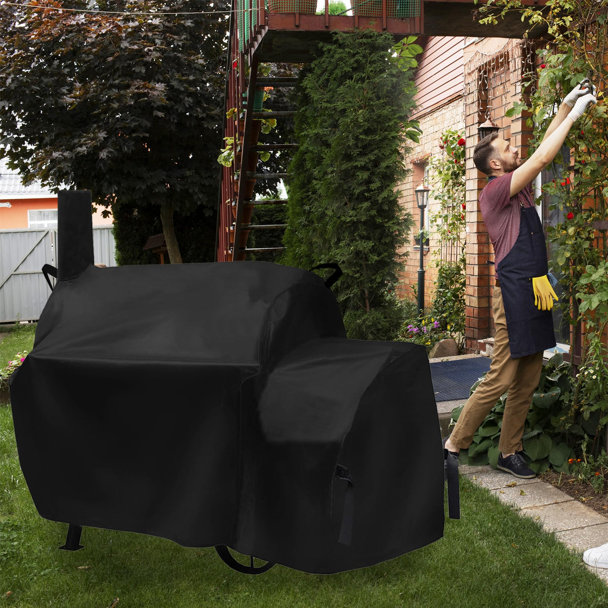 Suphomeware dimension-fit cover sized 59x37.5x33.5 inches for offset smokers