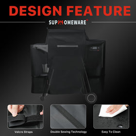 Suphomeware grill cover features durable handles for easy grip and removal.