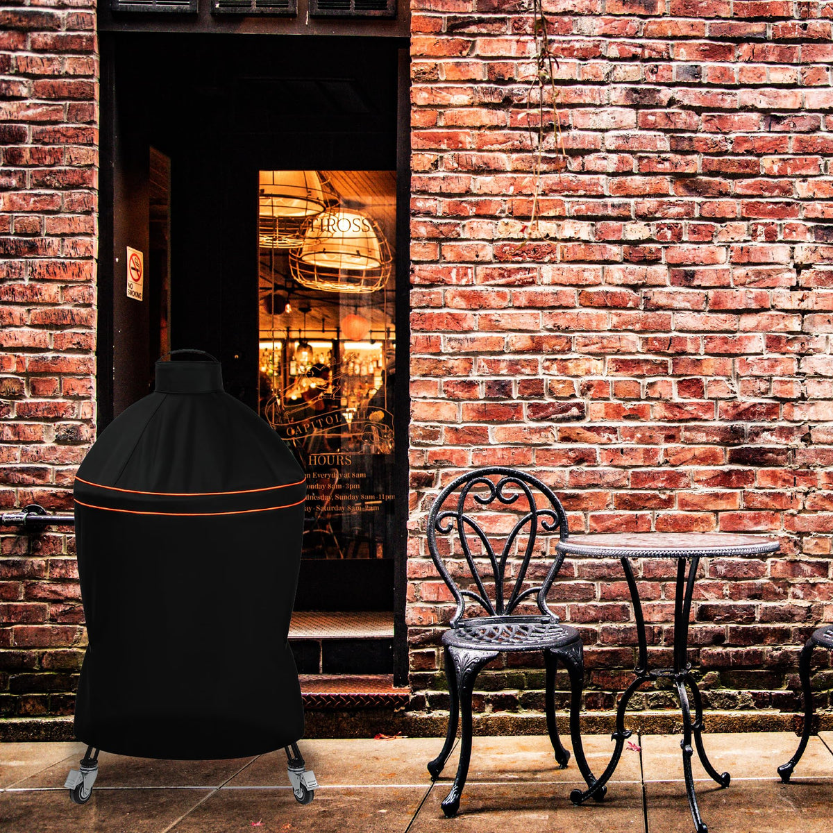Suphomeware grill cover cleans easily with a hose and air dries quickly