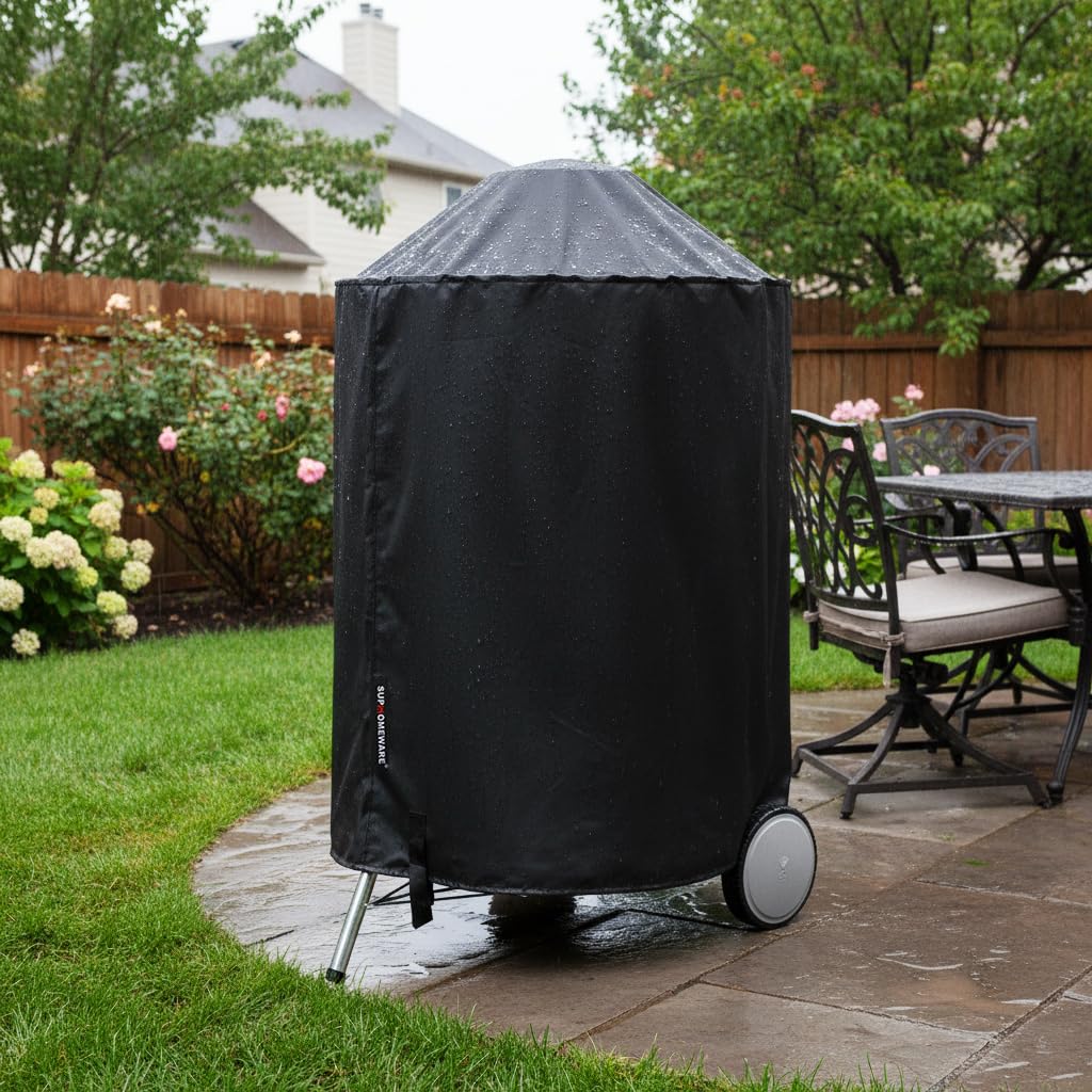 Fade-resistant finish maintains color on Suphomeware grill cover outdoors.