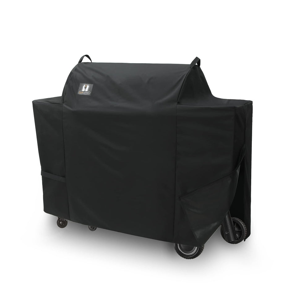 SUPJOYES grill cover for Traeger Ironwood 885 in full view with precise fit.
