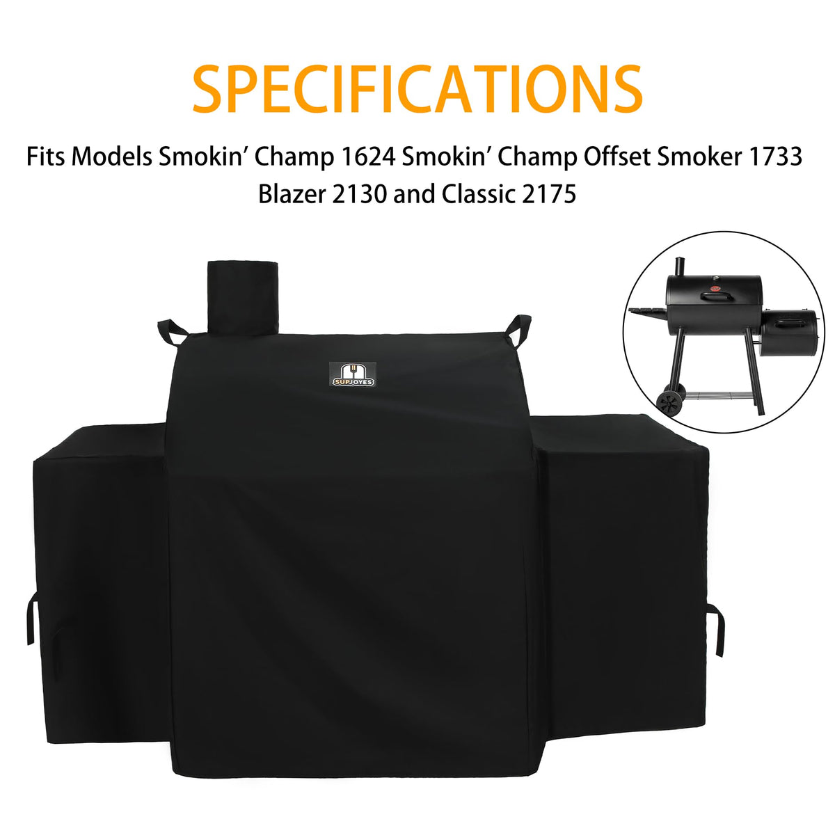 SUPJOYES waterproof-600d-fade-resistant cover protects your grill from moisture and sun fade