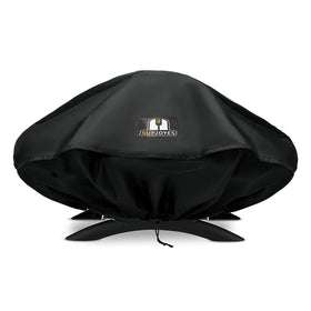 SUPJOYES grill cover for Weber Q series front view protecting from rain and sun.
